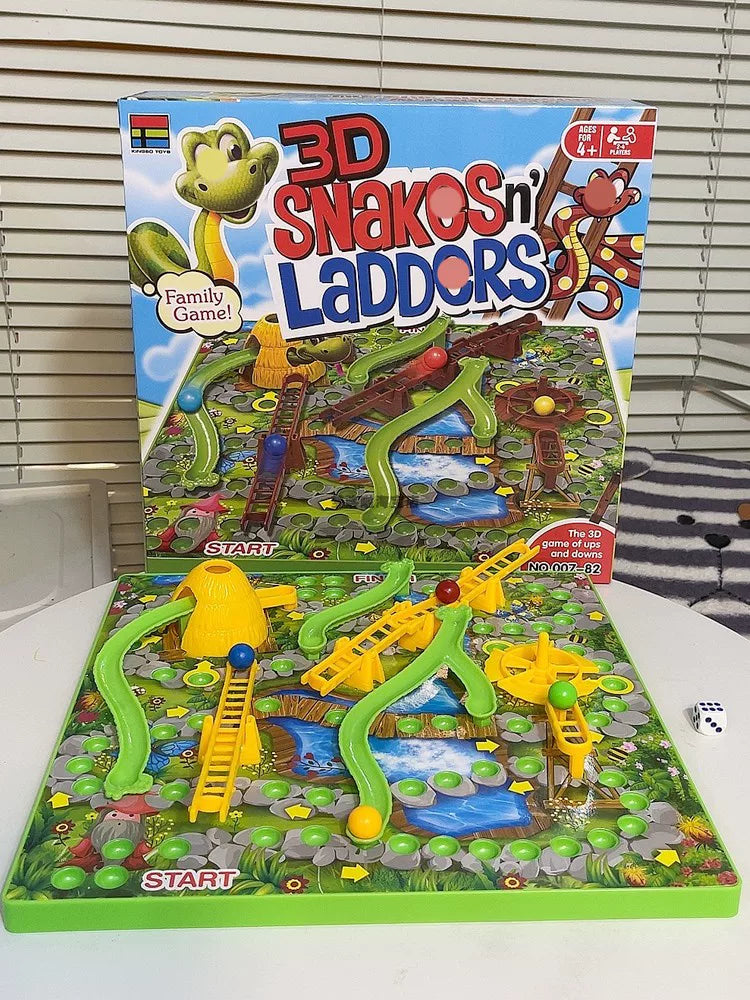Kids' Educational 3D Snakes and Ladders Flying Chess Board Game for Family Fun and Cognitive Development