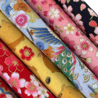 PopoHouse Japanese Style Gilded Cotton Fabric for DIY Crafts and Apparel