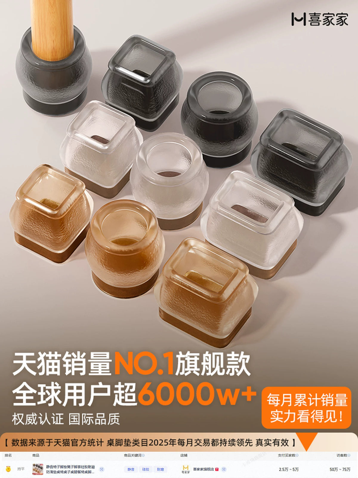 Silent Chair Leg Caps Silicone Wear-Resistant Non-Slip Pads for Tables and Chairs Furniture Leg Protectors
