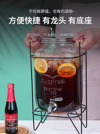 Beverage Dispenser Glass Jar with Spigot for Cold Drinks, Outdoor Camping, Parties, and Cocktails