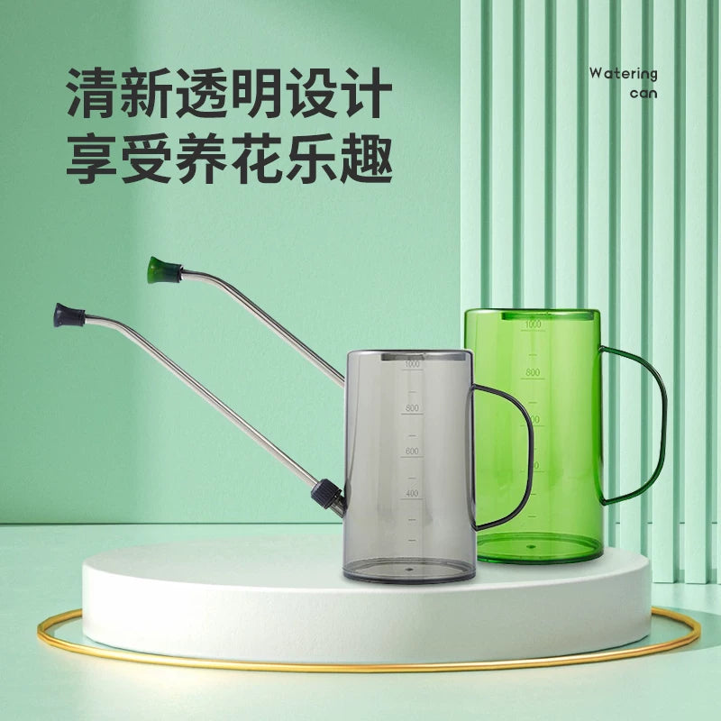 Long Spout Stainless Steel Watering Can with Scale for Indoor Plants & Garden