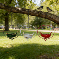 Decorative Iron Bird Feeder for Outdoor Garden, Hanging Wide-Mouth Design