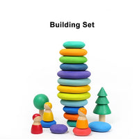 Wooden Rainbow Stacking Stones Educational Toy for Kids
