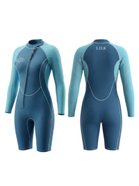 Women's 2mm Long Sleeve Shorty Wetsuit for Diving Surfing Snorkeling