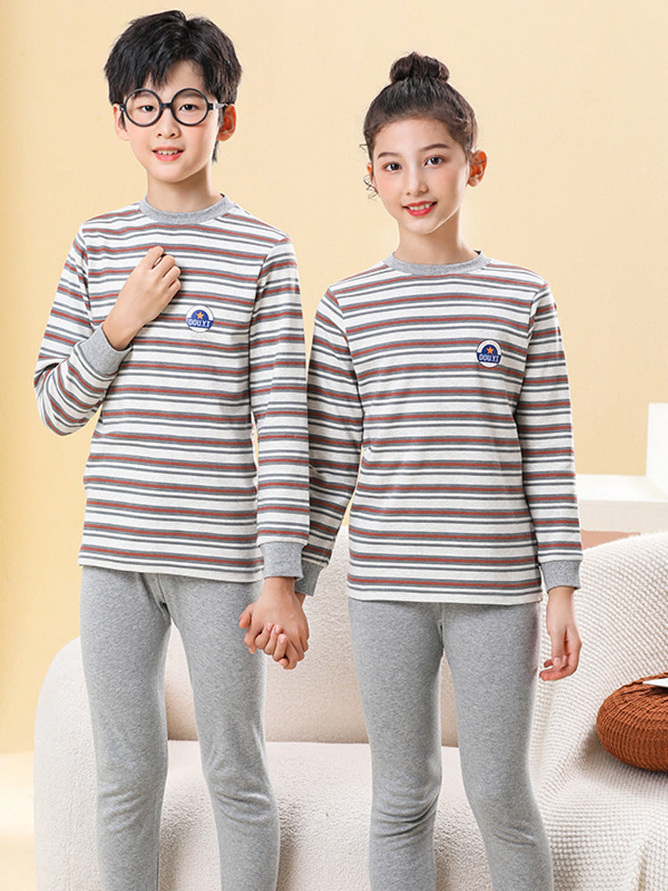 Kids' Cotton Thermal Underwear Set for Boys and Girls, Mid-Neck Pajamas, Loungewear