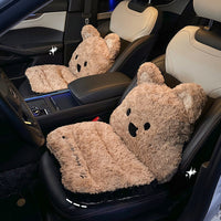 Plush Winter Car Seat Cushion for Women, Integrated Backrest Design, Thickened Warm Seat Pad
