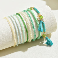 Geometric Beaded Bracelet Set for Women, Bohemian Woven Design, Fashionable Hand Jewelry