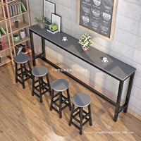 Wall-Mounted Bar Table with Stools for Balcony or Cafe, Narrow Long Console Table