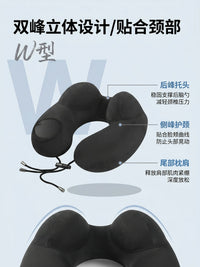 Inflatable Travel Neck Pillow with Lumbar Support or Footrest for Airplanes and Trains