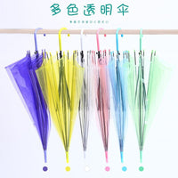 Clear Automatic Folding Umbrella with Long Handle, 8-Rib Windproof Design
