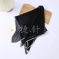 Solid Color Chiffon Scarf with Contrast Edge - Versatile Hair Tie & Neck Scarf