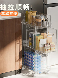 Slim Pull-Out Kitchen Storage Cart with Wheels, Multi-Layer Gap Organizer for Narrow Spaces