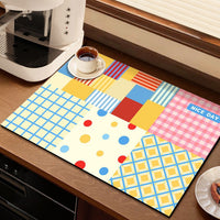 Diatomaceous Earth Geometric Patchwork Absorbent Mat for Kitchen Sink & Coffee Machine