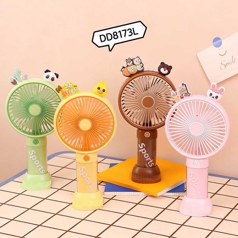 Portable USB Rechargeable Handheld Fan with Phone Stand and LED Light, 3-5 Speed Adjustable for Outdoor Students