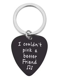 Personalized Guitar Pick Keychain for Dad, Son, Brother - Engraved Stainless Steel
