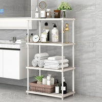 Multi-layer Floor Storage Rack with Hooks for Bathroom, Kitchen, and Home Organization