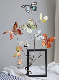 Artificial Butterfly Orchid Branch Wall Decor with Photo Frame