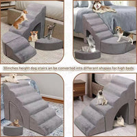 Pet Dog Cat Stairs Ramp Detachable Washable Non-Slip Sponge Ladder for Bed Sofa