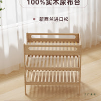Solid Wood Baby Changing Table with Massage and Bath Function, Mobile Newborn Crib