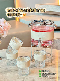 Large Capacity Glass Cold Water Pitcher with Faucet for Refrigerator, High Temperature Resistant Cold Brew Fruit Tea Beverage Dispenser