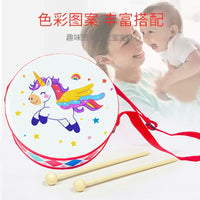 Kids Double-Sided Drum Percussion Instrument with Drumsticks for Early Music Education