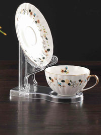 Acrylic Coffee Cup and Saucer Display Stand for European Style Trays