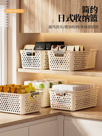 Household Plastic Storage Bins with Handles for Snacks, Toys, and Kitchen Organization