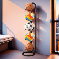 Heavy-Duty Round Base Sports Ball Storage Rack for Basketball, Soccer, Volleyball