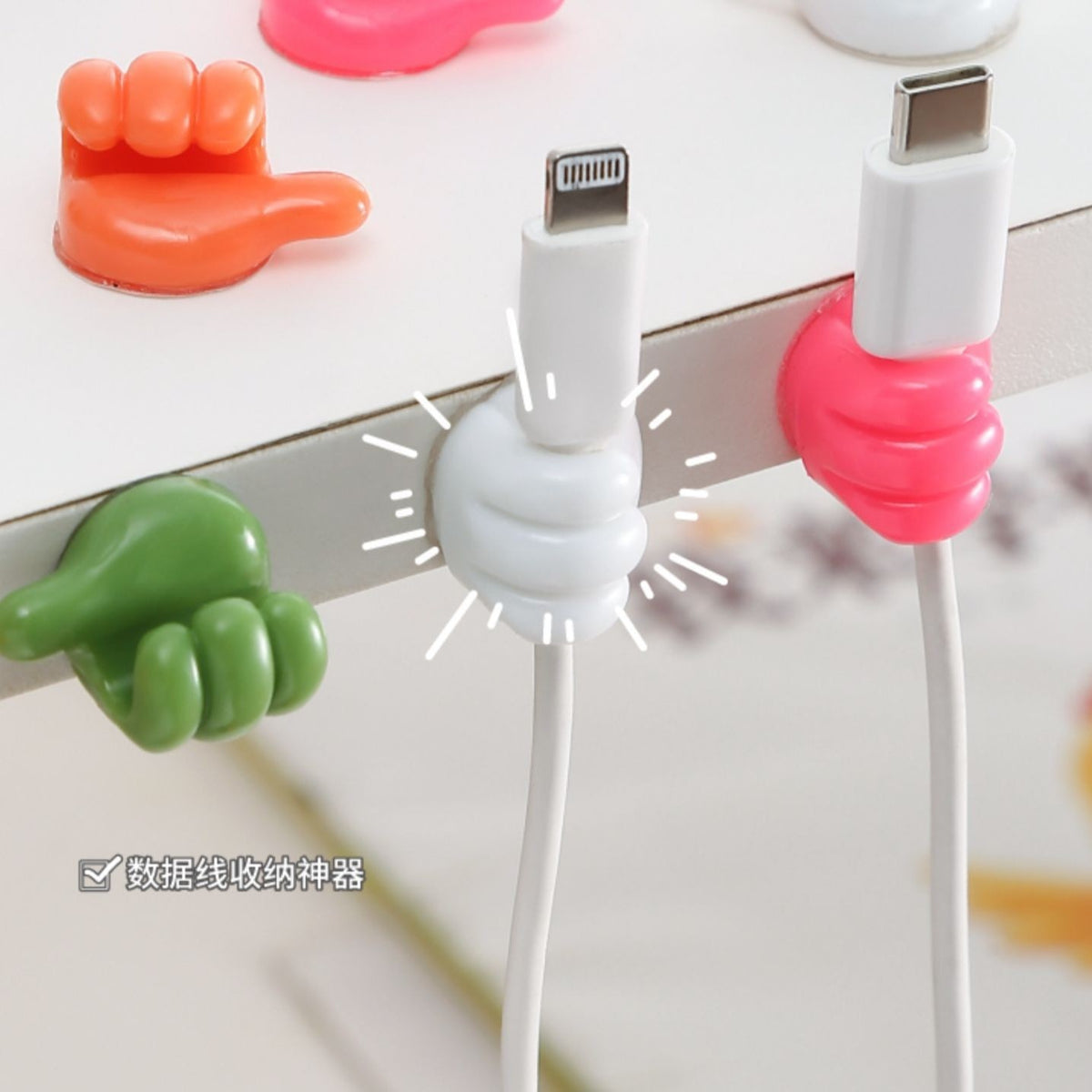 Self-Adhesive Cable Organizer Clips for Desk and Wall Mounting, No-Drill Charging Cord Holder