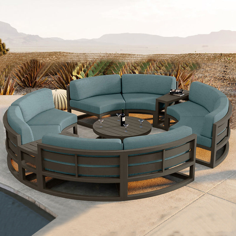 Outdoor Aluminum Alloy Round Sectional Sofa Set for Patio Garden Hotel Balcony