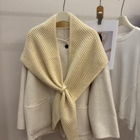 Knitted Hollow Triangle Shawl Scarf for Women, Versatile Warm Neck Protector Cape