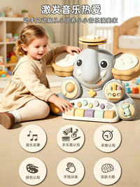 Elephant Piano Jazz Drum Set for Babies and Toddlers, Multifunctional Musical Toy for Early Education