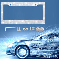 US/Canada/Mexico Universal Rhinestone Car License Plate Frame - Round Hole Plastic Acrylic Diamond License Plate Holder