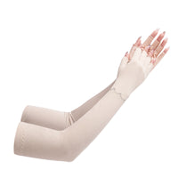 Women's Half-Finger Sun Protection Gloves, Thin Pure Cotton Long Arm Sleeves, UV Protection Driving Non-Slip