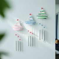 Mediterranean Style Iron Sailboat Wind Chime Home Decor
