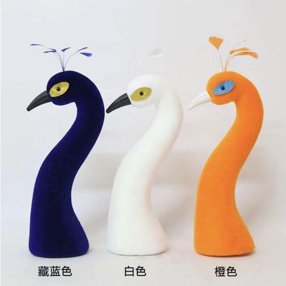 Flocked Peacock Head Model for Floral Arrangements and Decorations