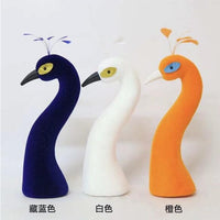 Flocked Peacock Head Model for Floral Arrangements and Decorations