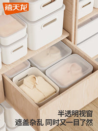 Desktop Storage Box with Drawers, Rectangular Plastic Organizer for Cosmetics and Jewelry