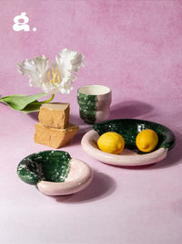 CONGSTUDIO Hand-Painted Ceramic Dinnerware Set - Korean Style Underglaze Dessert Plates & Salad Bowls