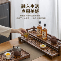 North American Walnut Wood Display Shelf for Tea Sets and Collectibles