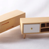Dollhouse Miniature Living Room Double Drawer Display Cabinet TV Stand for OB11 Dolls