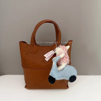 Handmade Felt Pink Sheep on Motorcycle Keychain Bag Charm