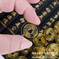Zibo Liuli Five-Emperor Coin Yellow Crystal Ornament for Car Dashboard