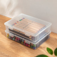 Large Capacity Transparent Stationery Storage Box for Pens and Art Supplies, Stackable Organizer