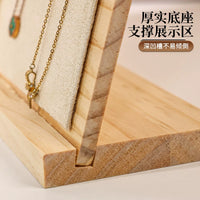 Large L-Shaped Necklace Display Stand with Stable Wooden Base for Jewelry & Bracelets
