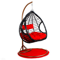 Outdoor Wicker Rattan Double Swing Chair with Stand, Indoor Balcony Hanging Basket Seat