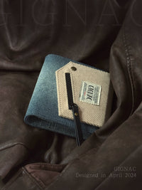GIGNAC Original Denim Plaid Portable Notebook A5 Loose-Leaf Planner with Grid Pages