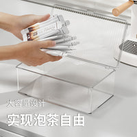 Stackable Clear Desktop Storage Box with Lid for Tea Bags, Coffee Pods, Snacks