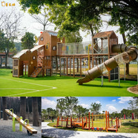 Outdoor Wooden Playground Set with Slide and Climbing Frame for Kids