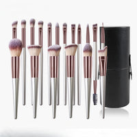 18-Piece Makeup Brush Set with Foundation, Concealer, Eyeshadow, and Blush Brushes, with Travel Case Options